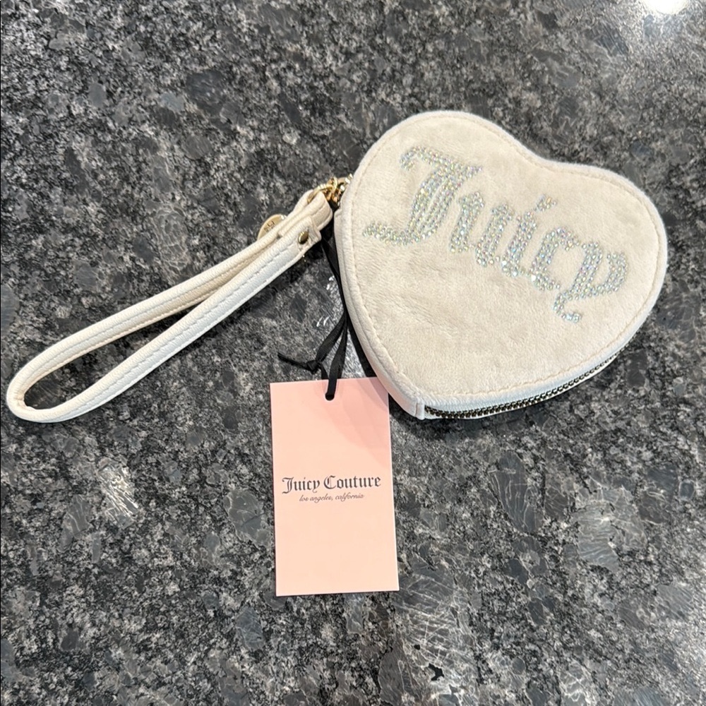 Juicy Couture Cream Heart Wristlet